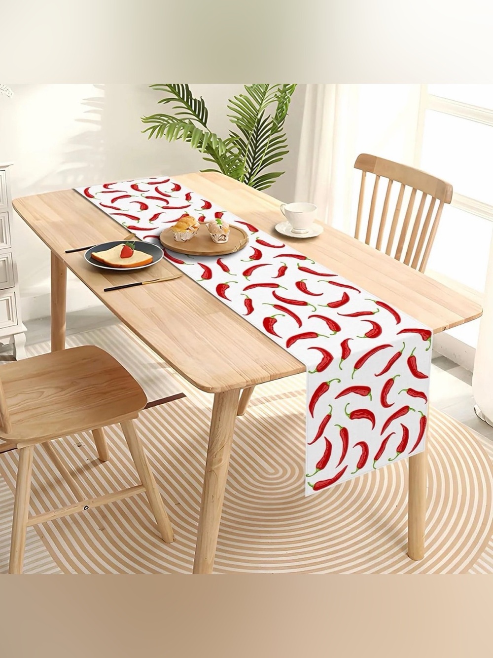 Red Chili Pepper Table Runner - Stylish Kitchen Dining Accent